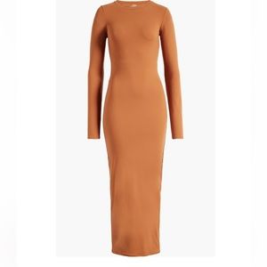 SKIMS Long Sleeve Bodycon Maxi Dress in Rust